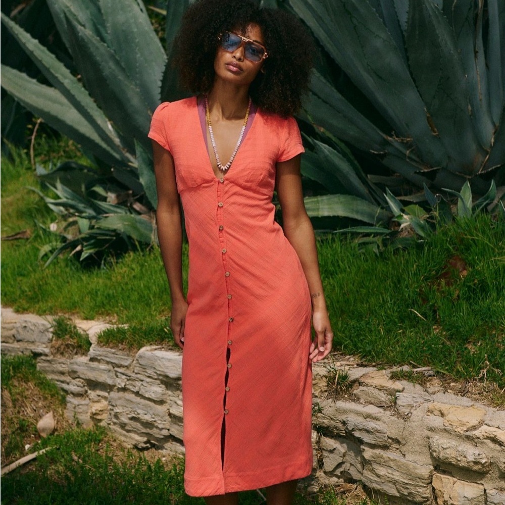 Free People Light Pink In Town Midi Dress